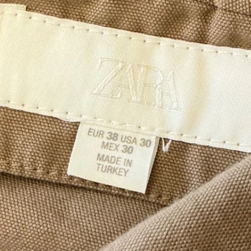 Zara Mens Tan‎ Linen Blend Utility Shorts Khaki Size 30 6861/162/183/38
